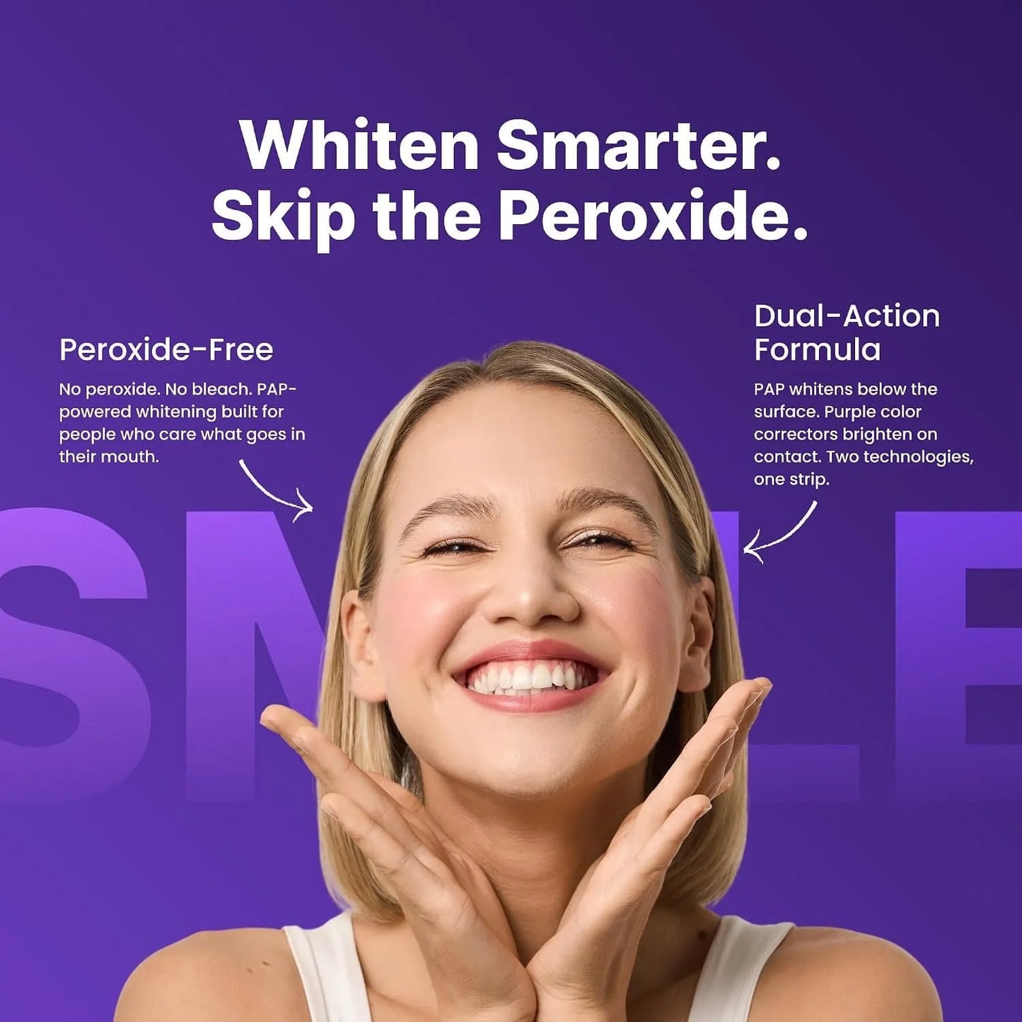 Purple Teeth Whitening Strips - Safe for Enamel