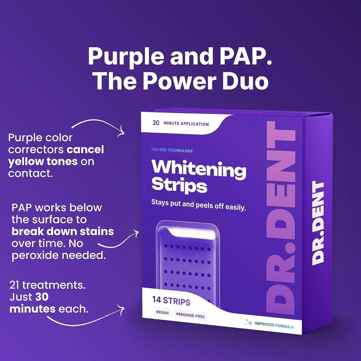 Purple Teeth Whitening Strips - Safe for Enamel